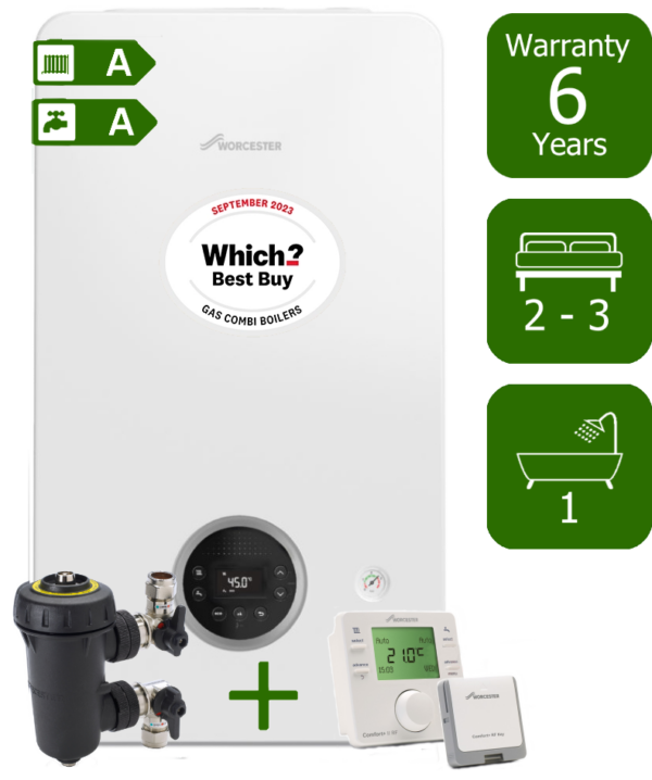 Worcester Bosch Greenstar 2000 30kW Combination Boiler with Worcester Bosch Filter & Worcester Bosch Comfort+ II